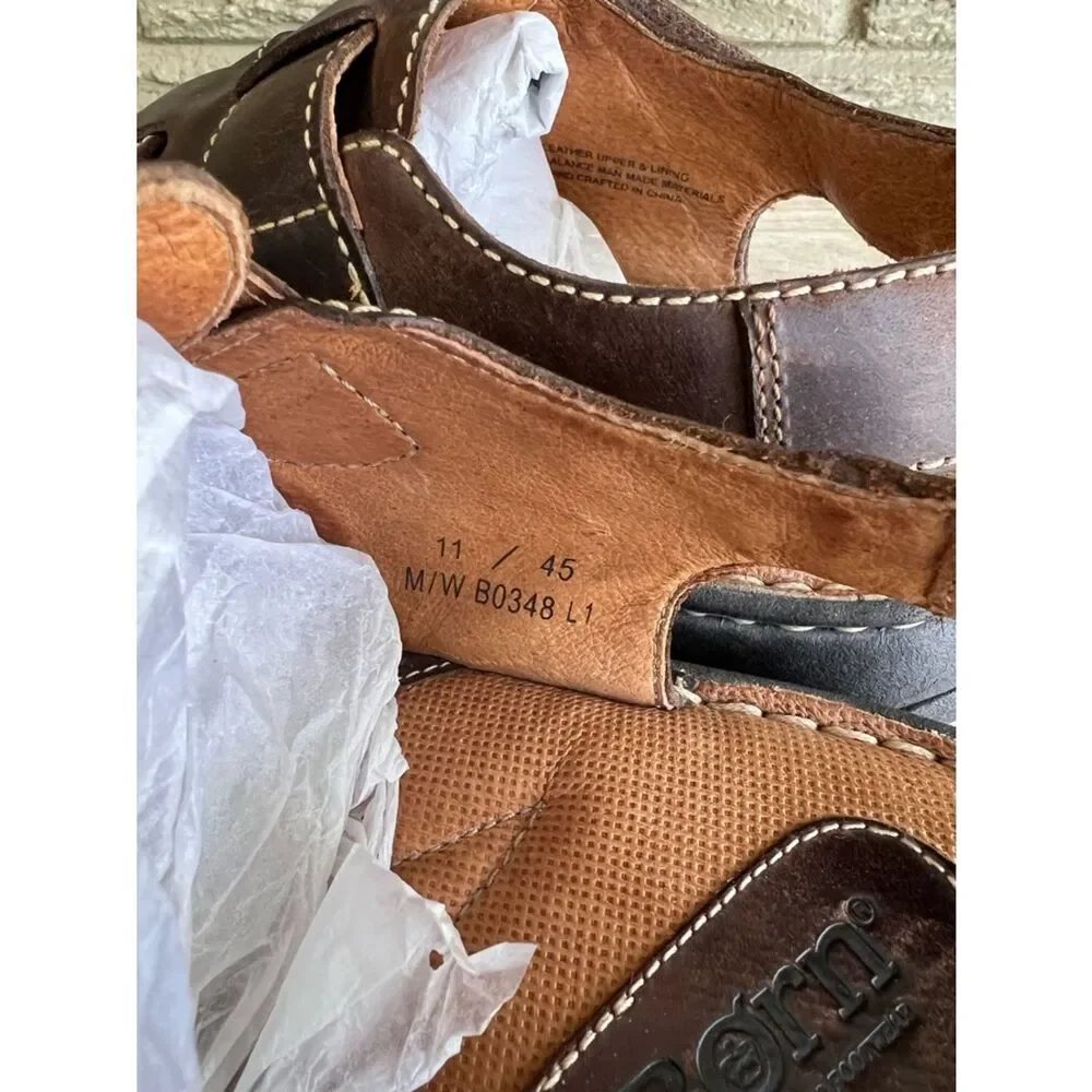 Born Men's Brown Leather Fisherman Sandals - Casual Comfort size11
